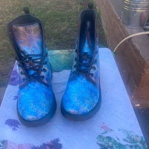 💫🦠vegan leather psychedelic combat boots🦠💫